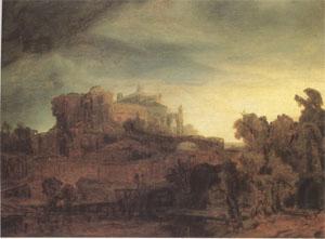 Rembrandt Peale Landscape with a Castle (mk05) Norge oil painting art